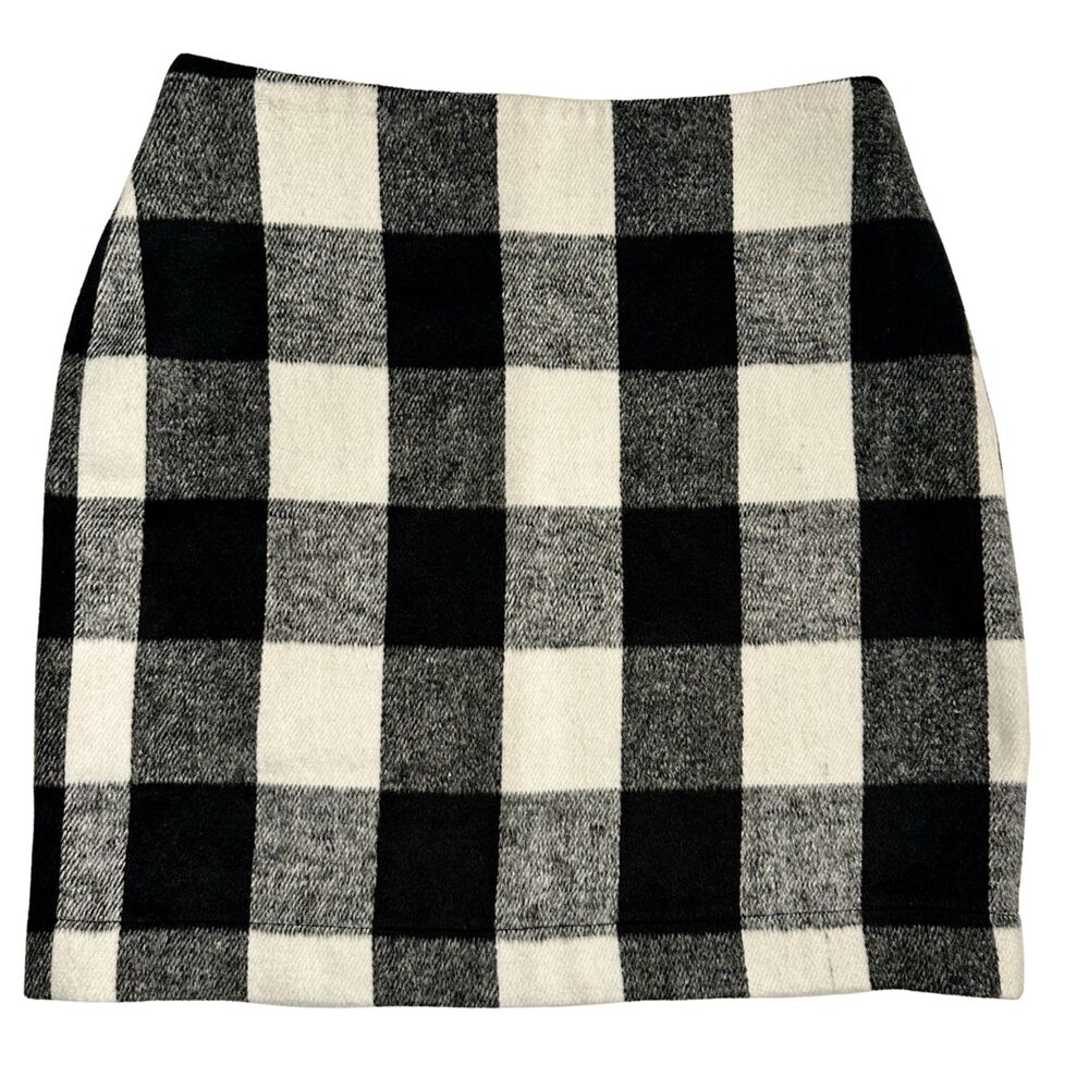 Boston Proper Black and White Plaid Mini Skirt Size 8